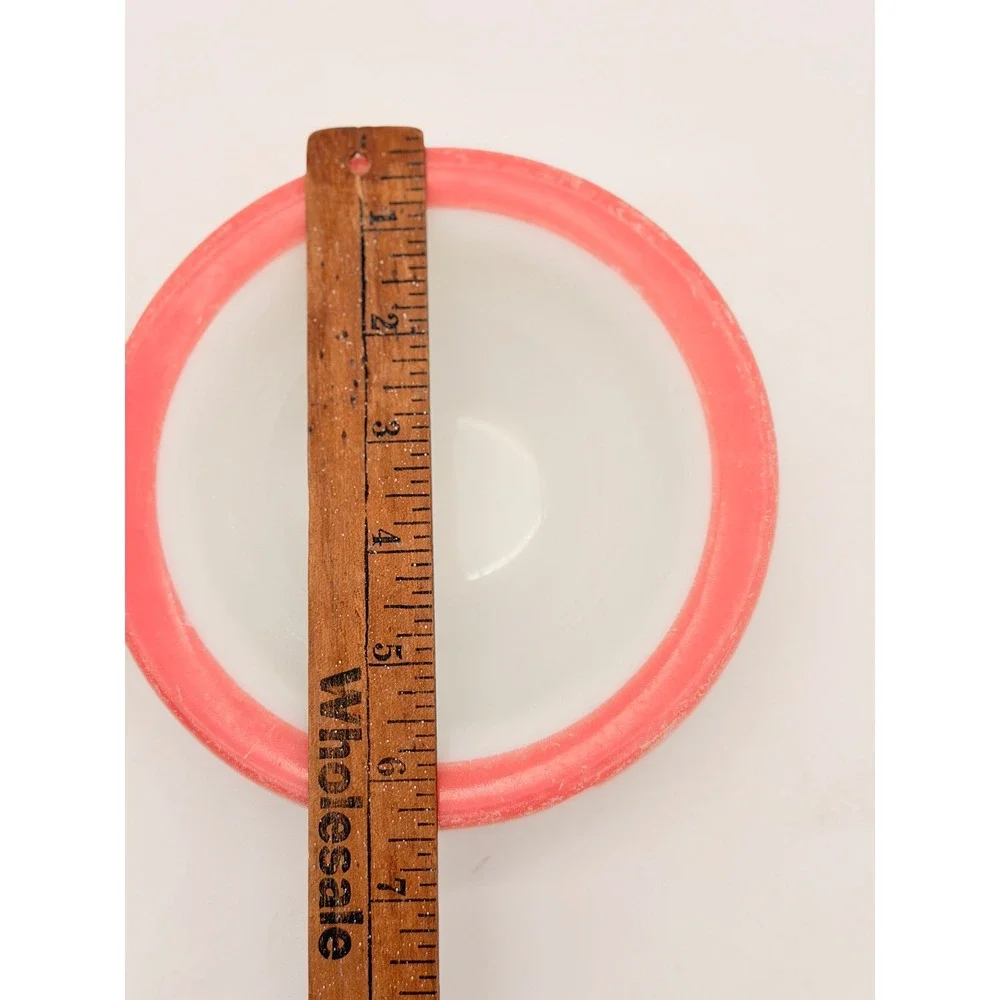 Vintage Pyrex Red Rim Milk Glass Bowl 6.5 Inch Round Cereal Soup Bowl 31 USA